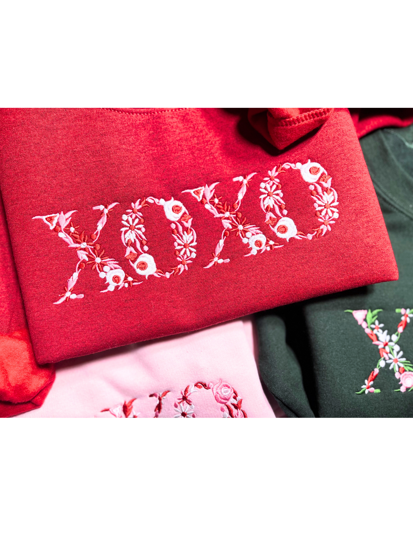 XOXO Bloom Embroidery Red Sweater