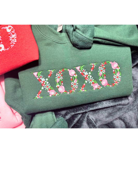 XOXO Bloom Embroidery Green Sweater