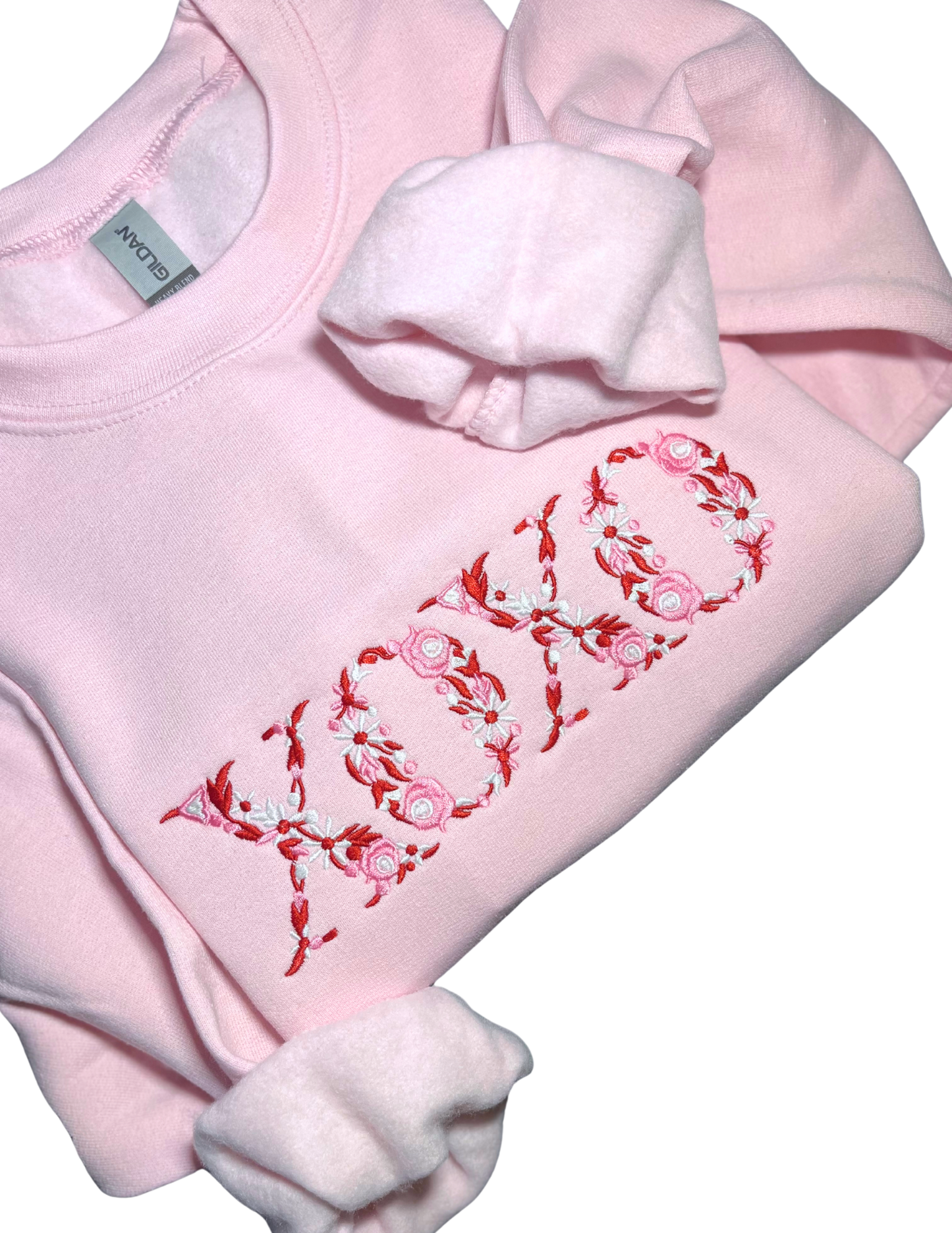 XOXO Bloom Embroidery Pink Sweater