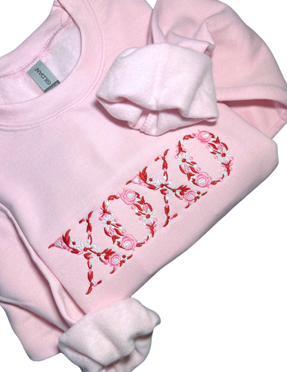 XOXO Bloom Embroidery Pink Sweater