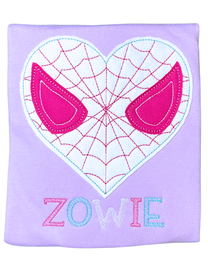 Spider-Man Girls Heart Embroidered Personalized Shirt