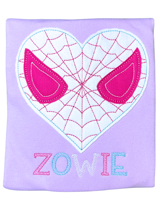 Spider-Man Girls Heart Embroidered Personalized Shirt