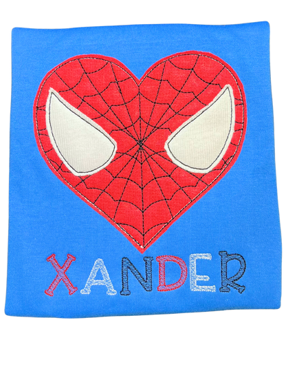 Spider-Man Boys Heart Embroidered Personalized Shirt