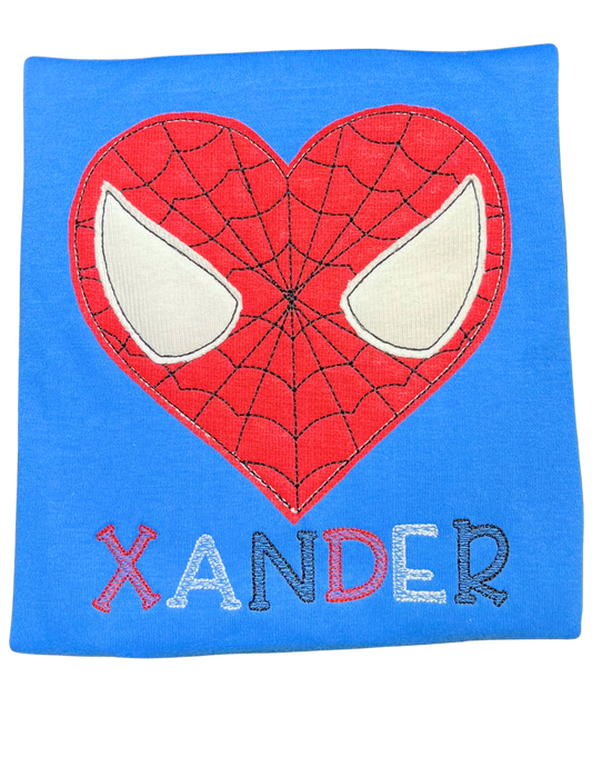 Spider-Man Boys Heart Embroidered Personalized Shirt