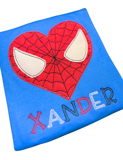 Spider-Man Boys Heart Embroidered Personalized Shirt