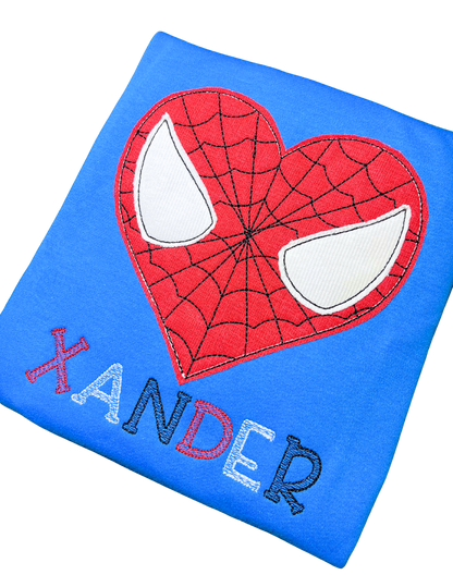 Spider-Man Boys Heart Embroidered Personalized Shirt