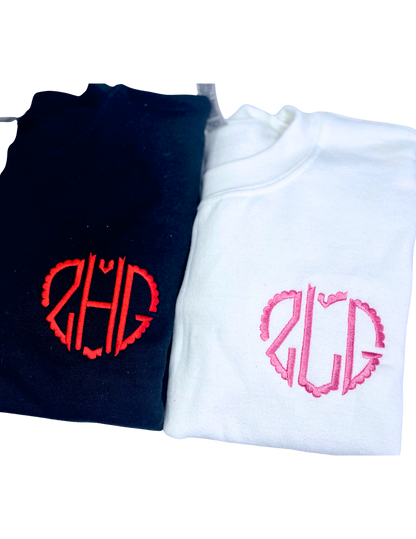 Heart Monogram Personalized Youth Embroidered Sweater