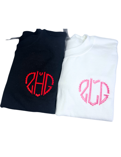 Heart Monogram Personalized Youth Embroidered Sweater