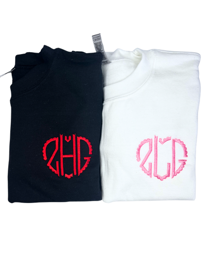 Heart Monogram Personalized Youth Embroidered Sweater