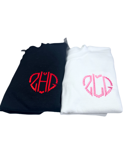 Heart Monogram Personalized Youth Embroidered Sweater