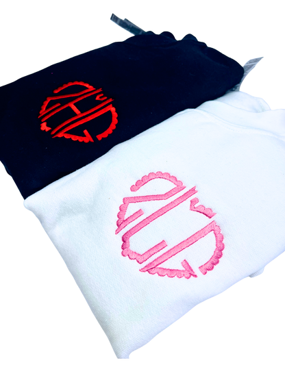 Heart Monogram Personalized Youth Embroidered Sweater