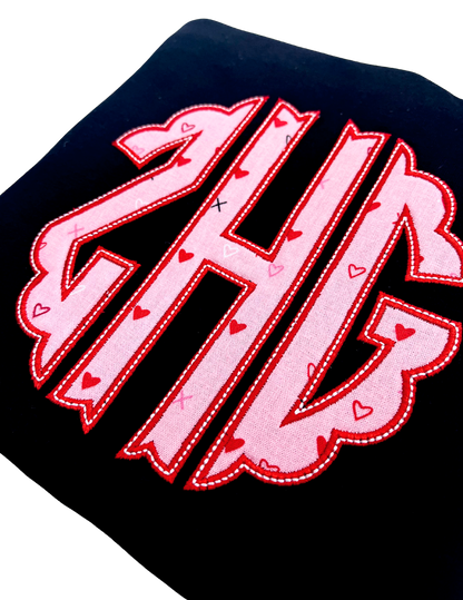 Valentine's Monogram Appliqué Personalized Youth Shirt