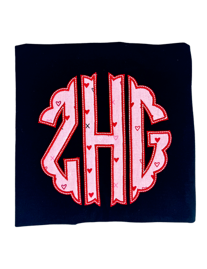 Valentine's Monogram Appliqué Personalized Youth Shirt